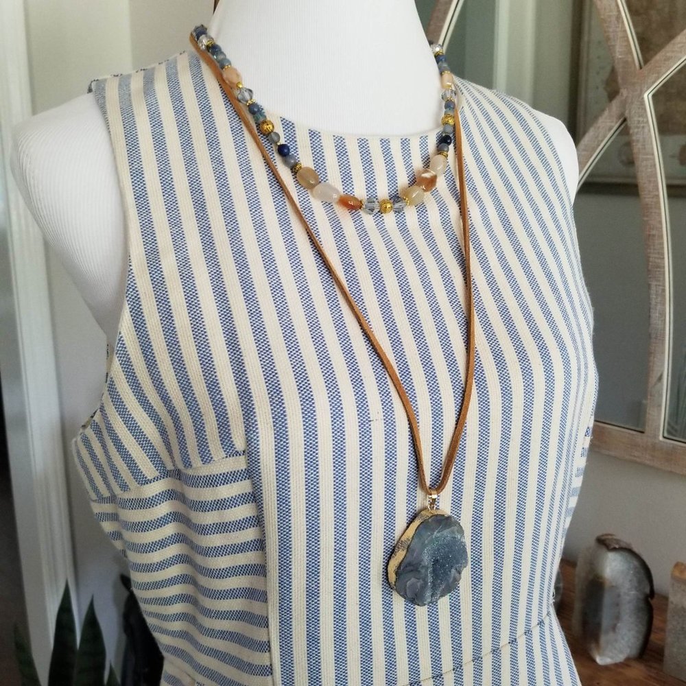 Do+Be Brand Dress. Blue & Ivory Stripe. Size Large. - Picture 5 of 12